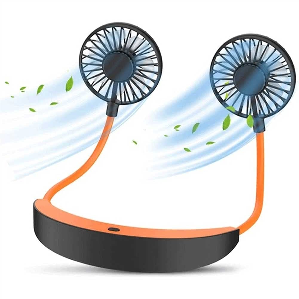 VSULZVNU Hanging Neck Fan, Hands-Free Fan Necklace USB Charged Mini Fan Portable USB Personal Fan with USB Cable 4 Speeds and 360 Degree Rotation for Outdoor Sport Low Noise Design (Color : Orange) 3