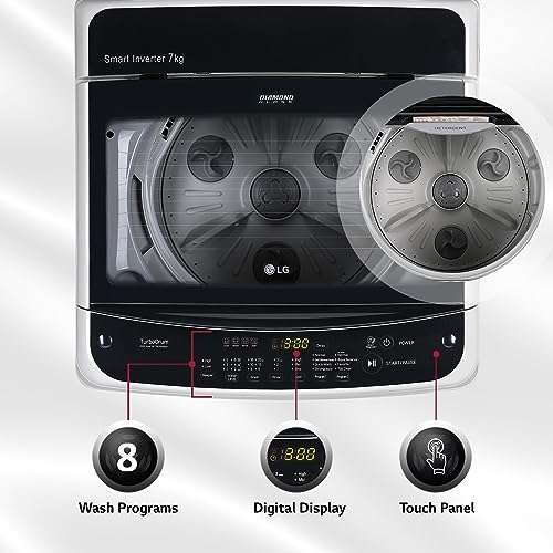 LG 7 Kg 5 Star Inverter TurboDrum Fully Automatic Top Loading Washing Machine (T70SPSF2Z, Waterfall Circulation, Smart Motion, Middle Free Silver) 3