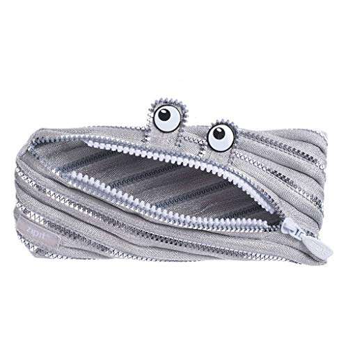 ZIPIT Monster Pencil Case for Kids | Pencil Pouch for School, College and Office | Pencil Bag for Boys & Girls (Silver) 1