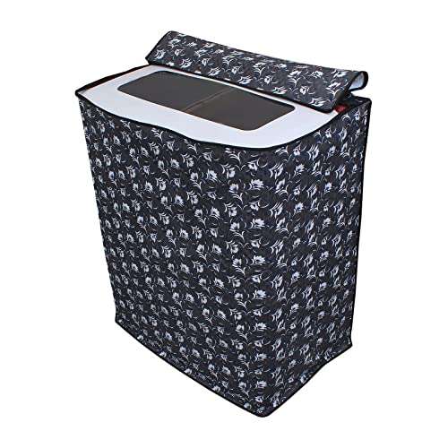 Glassiano Floral Grey Washing Machine Cover for Videocon NiWa Semi Automatic 7.3 Kg Washing Machine 3