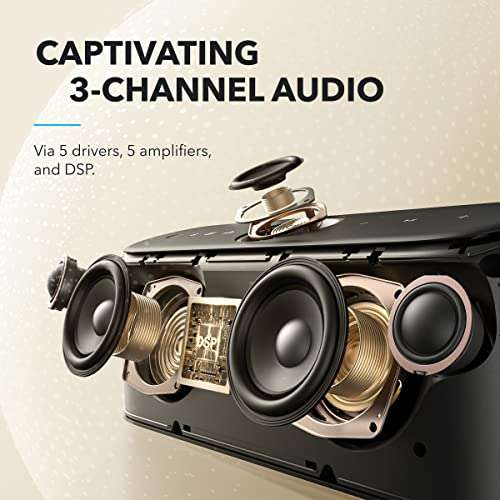 Soundcore Motion X600 Portable Bluetooth Speaker with Spatial Audio, 50W Sound, IPX7 Waterproof, Pro EQ, AUX-in, for Home, Office, Backyard and Bathroom Use (Blue) 5