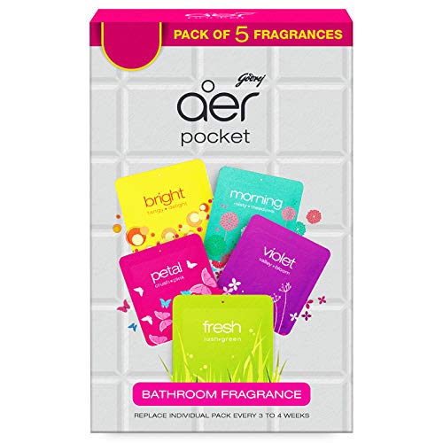 Godrej aer Smart Matic - BLUETOOTH ENABLED Automatic Air Freshener Kit, Alive 225ml (134g) and Godrej aer pocket, Bathroom Air Fragrance - Assorted Pack of 5 (5x10g) 5