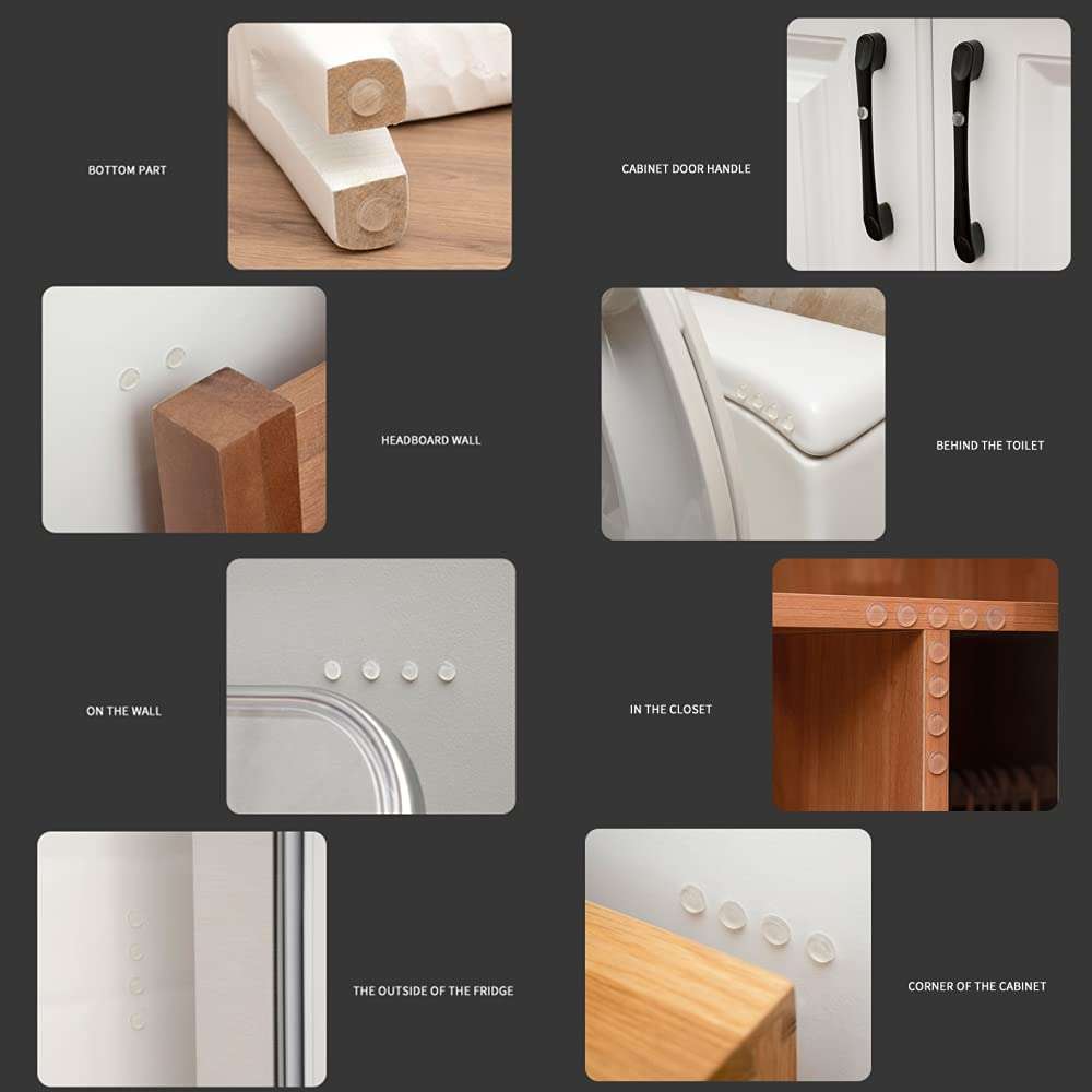 100 PCS Round Clear Adhesive Bumpers Combo, Cabinet Door Rubber Bumpers, Self Adhesive, Sound Dampening, for Drawers, Table Tops, Cupboard, Picture Frames, Glassware and Furniture 5