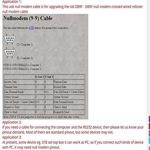 Letotech Cross Wired USB serial Cable FTDI ft232r USB RS232 to DB9 Female Adapter Null Modem Cable PC Control TV Cable (Standard Pinout) 3