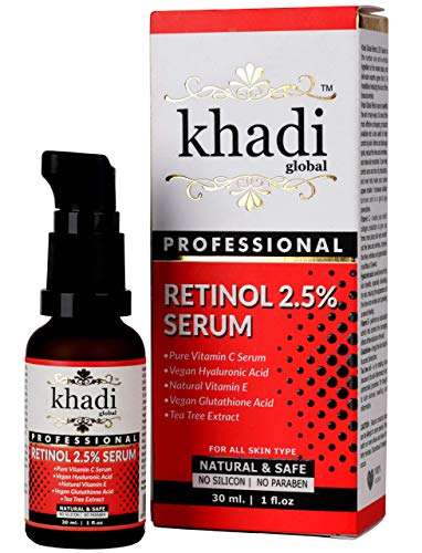 Khadi Global Retinol Deep Wrinkle Repair Serum With Vitamin C Serum, Vegan Glutathione, Vitamin E & Tea Tree Extract Anti-Wrinkle Serum, Best Retinol Serum 30ml | 1 fl.oz 1