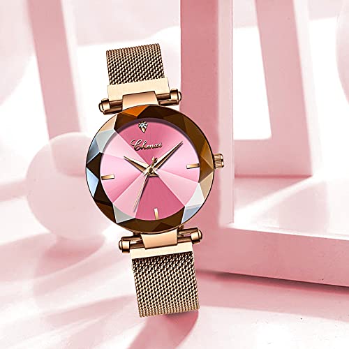 MASTOP Luxury Women Watches Analog Quartz Watch Bracelet Watch Mesh Band Waterproof Wrist Watches for Ladies, Pink, Quartz Watch 5