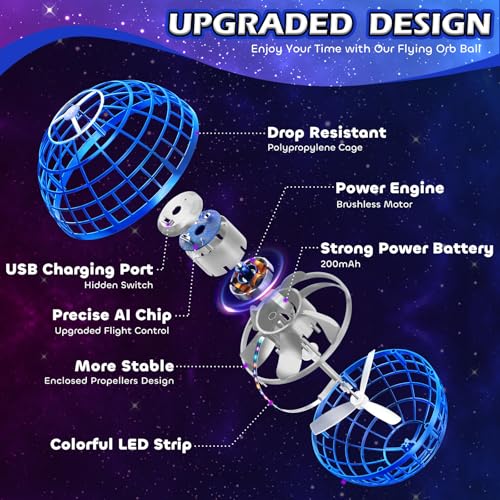 Tikduck Flying Orb Ball 2025 Toys Soaring Hover Boomerang Spinner Hand Controlled Mini Drone Cosmic Globe Spinning Kids Adults Outdoor Birthday Gift Cool Stuff for Boys Girls 6 7 8 9 10+ Year Old 6