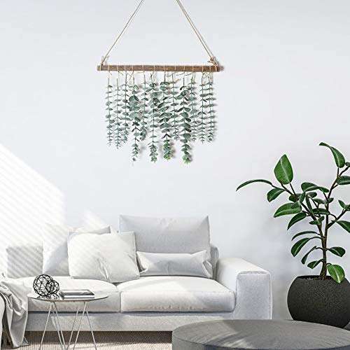 MEET ROSE Bathroom Decor Artificial Eucalyptus Wall Hanging Decor-Fake Eucalyptus Leaves Greenery Farmhouse Rustic Wall Hanging for Wedding，Bedroom，Kitchen，Nursery,Party Boho Home Decorations（Green） 4