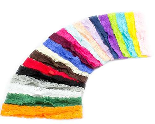 JLIKA Baby Girl Lace Fashion Interchangeable Headbands 1 inch Wide Headwrap - 20 Pack 3