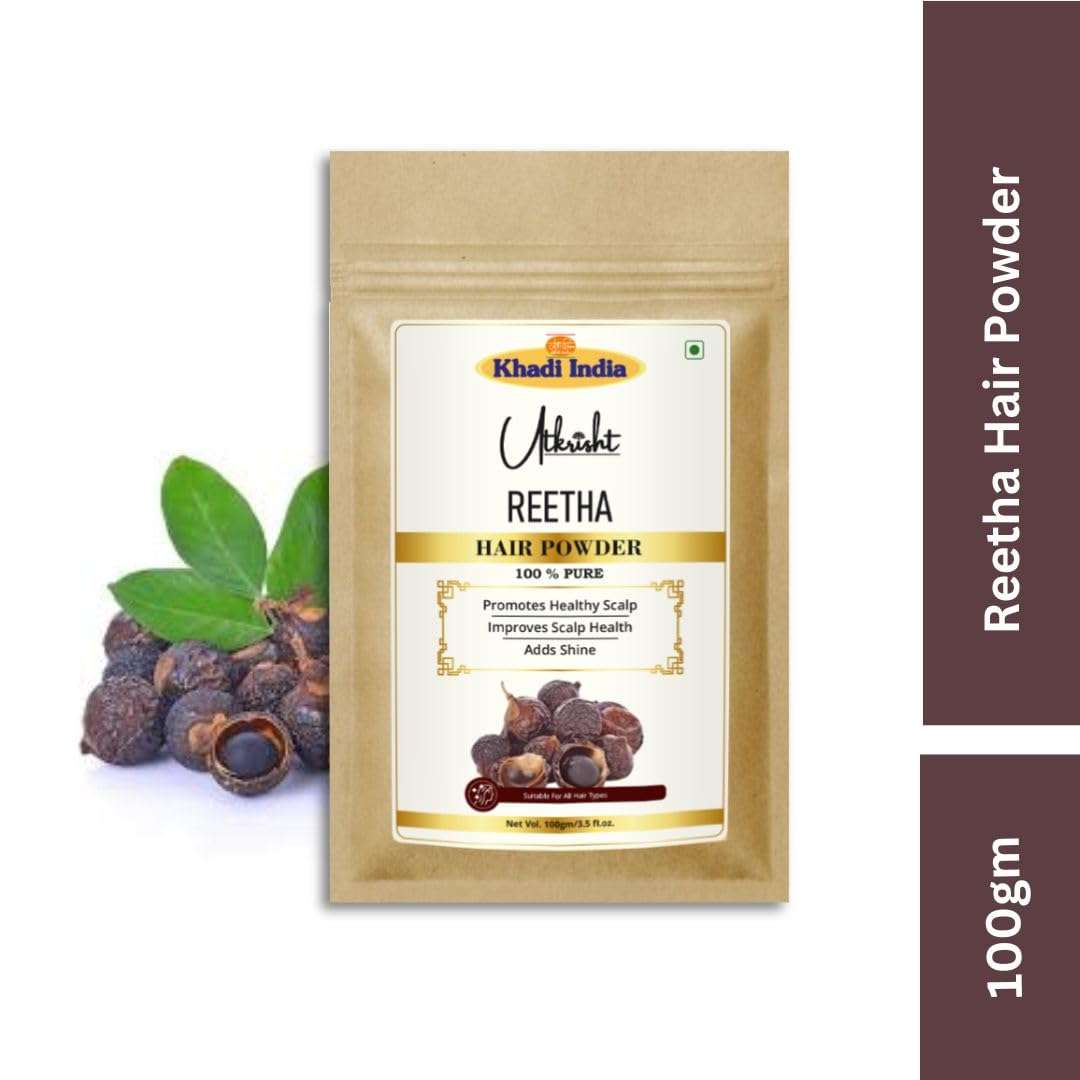 Utkrisht Khadi Reetha Hair Powder Pack 100g | Natural & Ayurvedic | Removes Dirt, Oil & Product Buildup | For Dry, Frizzy & Silky Hair | Healthy Scalp | All Hair Types | For Men & Women 4