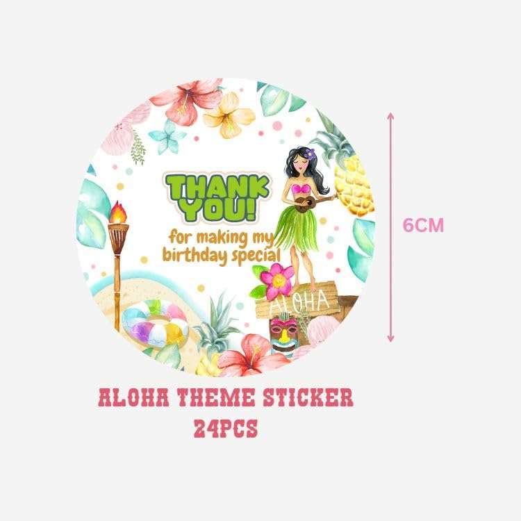 Aloha Theme- Thankyou Sticker (6 CM/Sticker/Mixcolour/24Pcs) 3