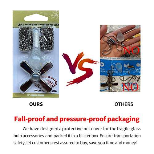 Ceiling Fan Pull Chain, 2 Pack 3mm Diameter Beaded Ball Fan Pull Chain, 13.6 Inches Fan Pulls Set with Connectorï¼Ë†Nickel ï¼â€° 3