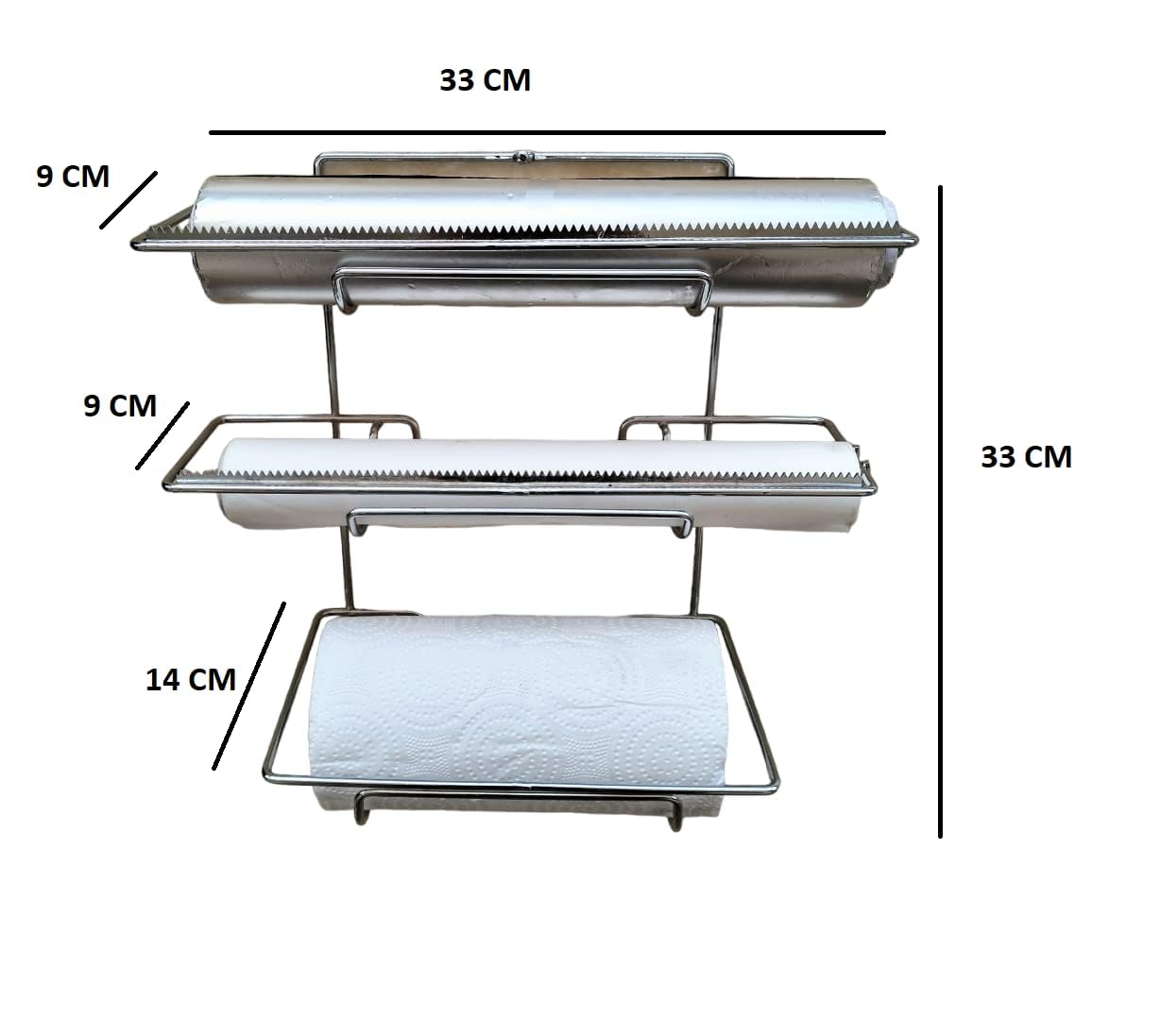 appeasy Triple Paper Roll Dispenser Holder Stand for Cling Film Wrap Aluminium Foil and Paper Roll 3