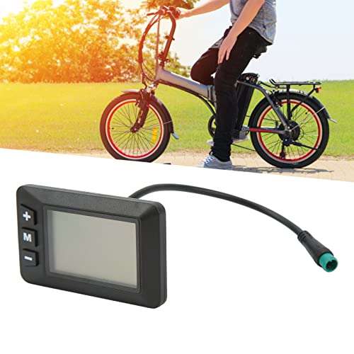 36V Electric Bike LCD Display Meter Panel Bike Computer Bicycle Speedometer Multi Information Display 5 Pin Waterproof Interface for 22.2mm/0.9in Diameter E~Bike Handlebar 3