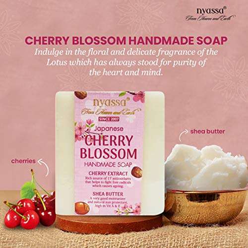 Nyassa Cherry Blossom Handmade Soap 150gm Cherry and Shea Butter Extract with natural ingredients.No Paraben, Against Animal Testing and Vegetarian. 2