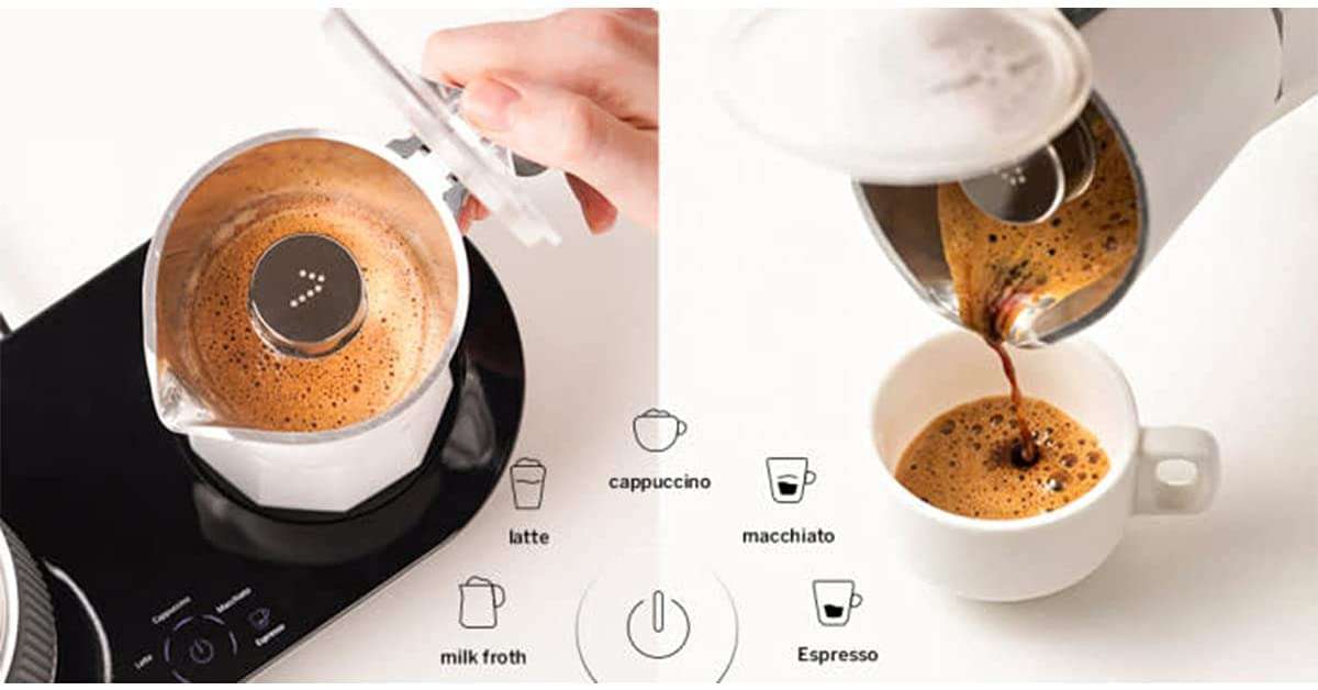 SEVEN&ME 11.8 OZ Coffee Maker Coffee Machine 2 in 1 with Milk Frother Single Serve Espresso Maker Moka Pot 2