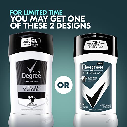 Degree Men UltraClear Antiperspirant Deodorant Black+White 72-Hour Sweat and Odor Protection Antiperspirant For Men With MotionSense Technology 2.7 oz 2