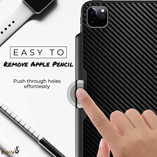 KHOMO iPad Case Pro 12.9 Case 4th Generation 2020 with Pencil Holder - Dual Origami Series - Horizontal and Vertical Stand - Supports Apple Pen Charging - Charcoal Black, KHO-1683, KHO-1683, KHO-1683, KHO-1683 3