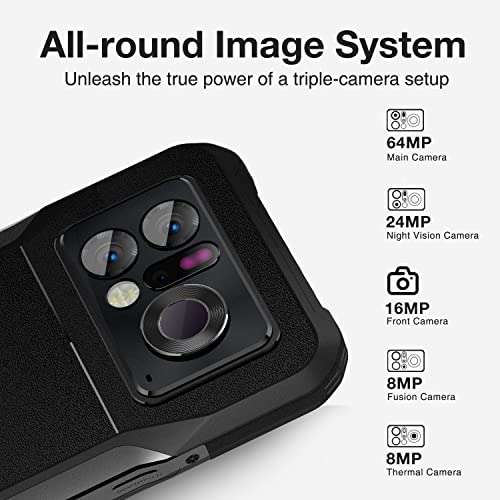 DOOGEE V20 PRO Rugged Smartphone 5G 2023, 1440 * 1080 Thermal Camera Unlocked Rugged Phone, 2K AMOLED Display Android Phone, 20GB+256GB Android 12 Cell Phone, 24MP Night Vision, NFC, OTG 4