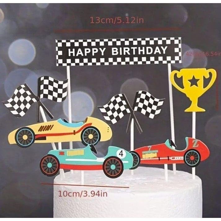 PartyToko car theme Cake Topper car theme Birthday theme Partysupplies Acrylic Happy Birthday car Face Cake Topper for Boys Girls Adults Birthday Party Supplies 7pcs 5