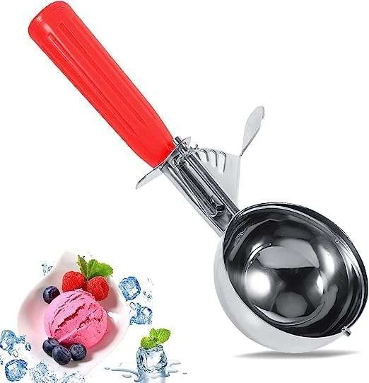 BLLUEX Stainless Steel Cookie Scoop for Baking, Multipurpose Melon Baller, Meatball Spring Scoops, Perfect Portion Sizes, Easy Food (RED) 3