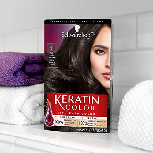 Schwarzkopf Keratin Color Permanent Hair Color Cream, 4.1 Dark Ash Brown (Pack of 5) 4