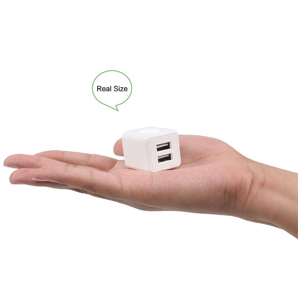 Wall Charger, 2.1A 12W Dual Port Portable Universal USB Wall Charger for Apple iPhone,iPad, Samsung Galaxy, HTC Nexus Moto BlackBerry, Bluetooth Speaker Headset & Power Bank, White (2-Pack) 2
