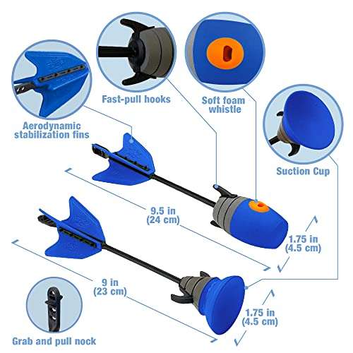 Zing Air Storm Z-Tek Bow Dual Pack - 1 Red Bow, 1 Blue Bow, 6 Zonic Whistle Arrows and 6 Suction Cup Arrow, Shoots Arrows Up to 155 Feet, for Ages 14 and up 4