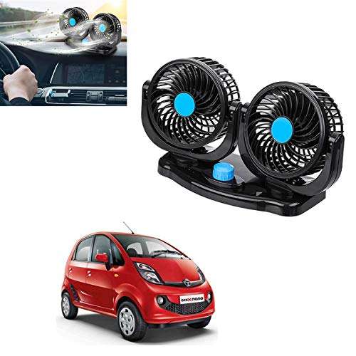 Kandid 360 Degree Rotatable Dual Head 2 Speed Quiet Dashboard Auto Cooling Air Fan For Tata Nano (12V) 1