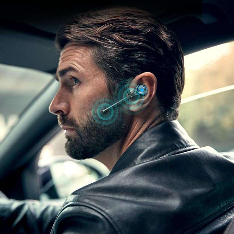 AYI Wireless Bluetooth Earpiece Headphone Dual Noise Cancelling Mic Painless Open-Ear Handsfree Headset Stereo Sound Left/Right Changeable Earhook Earphones for Driving/Business/Gym 2