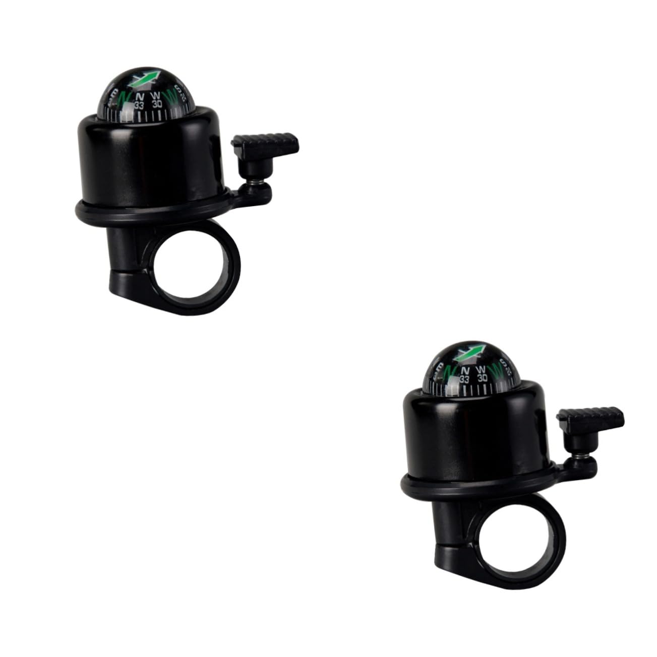 BESPORTBLE 2pcs Compass-Equipped Bike Bell Warning Sound for Mountain Biking Rainproof Design Black Bike Accessories 1
