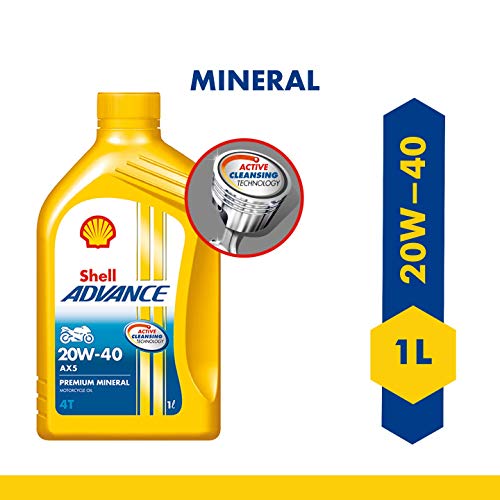 Shell Advance AX5 4T 20W-40 API SL Premium Mineral Motorbike Engine Oil (1 L) 2