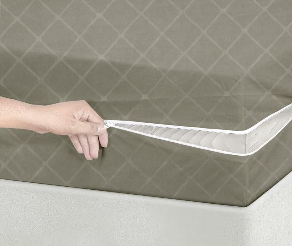 BSB HOME® Premium Cotton Mattress Cover/Protector with Zipper Chain|Provides All Around Protection with 360° Encasing |Diwan Size Bed - 72x48+6 inches (6 x 4 ft Mattress) - Pack of 1 - Grey 3