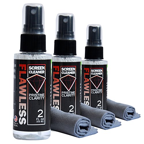 Flawless Screen Cleaner Spray with Microfiber Cleaning Cloth for LCD, LED Displays on Computer, TV, iPad, Tablet, Phone, and More (Mini 3 Pack) 1