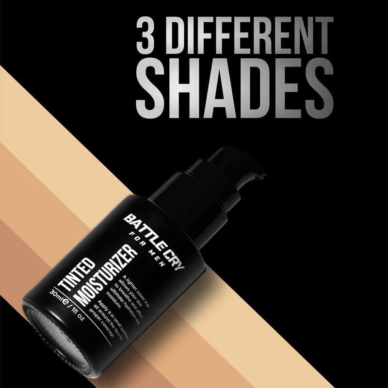 Battle Cry Lightweight Instant Hydration Tinted Moisturizer For Men, Non Greesy Flawless Face, Long Lasting Face Cream Beneficial For All Skin Types, Available In 3 Shades, (30ml, Medium) 5
