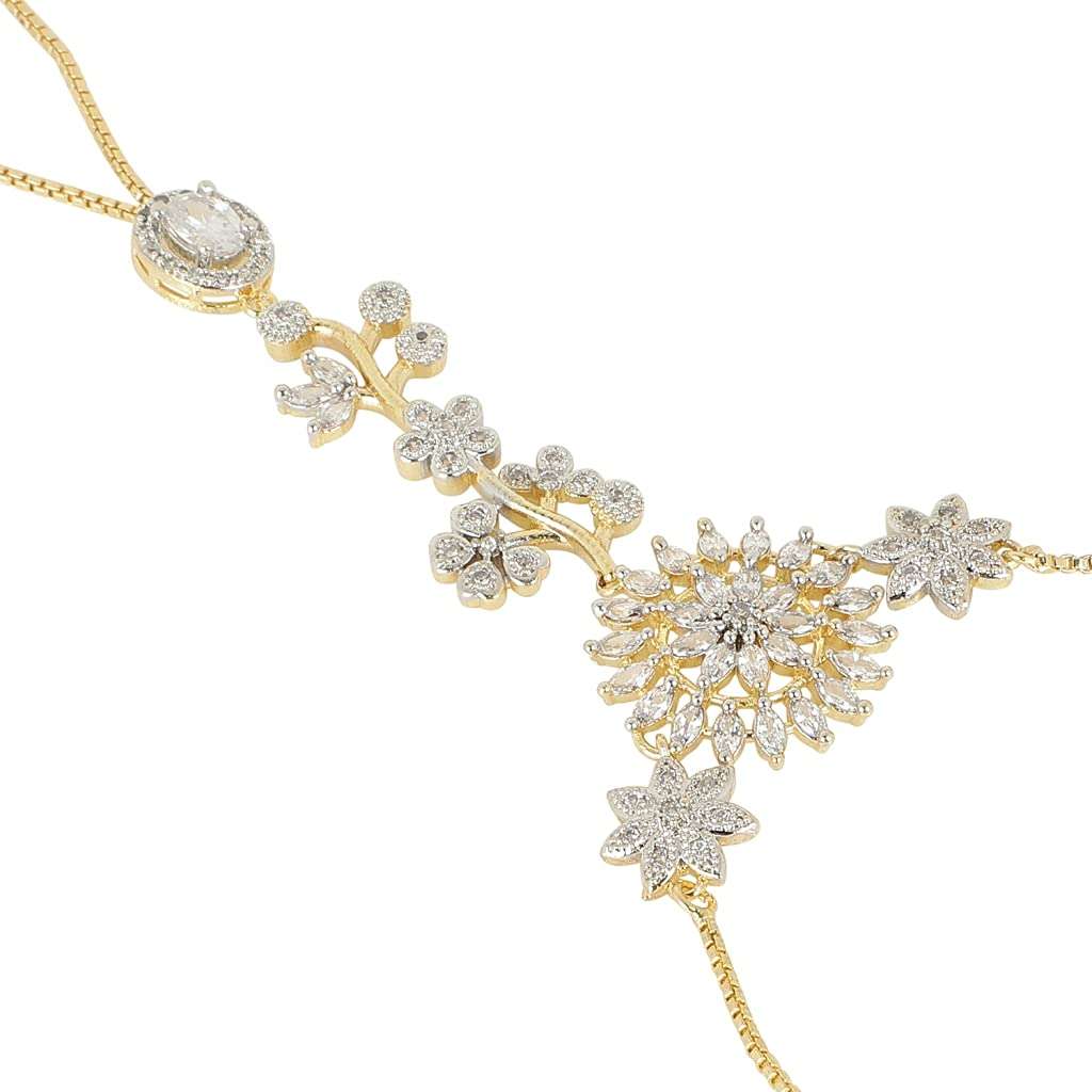 G J GLORY JEWELS Traditional Gold Plated Embellish With Kundan & Pearl Adjustable Haath Phool/Panja Bracelet for Women (Pack Of 1) 3