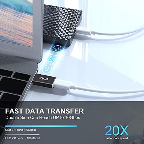 HANUMEX® 1 Pic USB C Female to USB 3.0 Male Adapter Cable: Super Speed Data Transfer, USB 3.1 Gen A to Type C Connector for Laptops, PCs, Chargers, and Power Banks (Black) 5