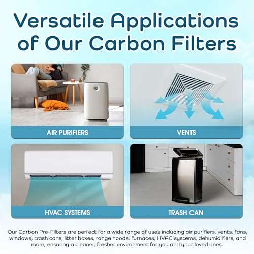 Breathe Naturally - Replacement Filters Compatible with Honeywell Air Purifier HPA300, HPA300 or HRF-R3 Series – Activated Carbon Prefilter – 12" x 17.2", 14" x 17.2" - Easy Replacement - (Pack of 4) 4