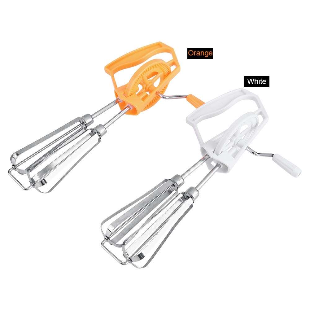JOROBURO Manual Egg Beater, Stainless Steel Rotary Hand Whip Whisk Egg Beater Mixer, Hand Push Mixer Stirrer Cooking Tool Kitchen Gadget for Blending, Whisking, Beating Stirring(Orange) 6