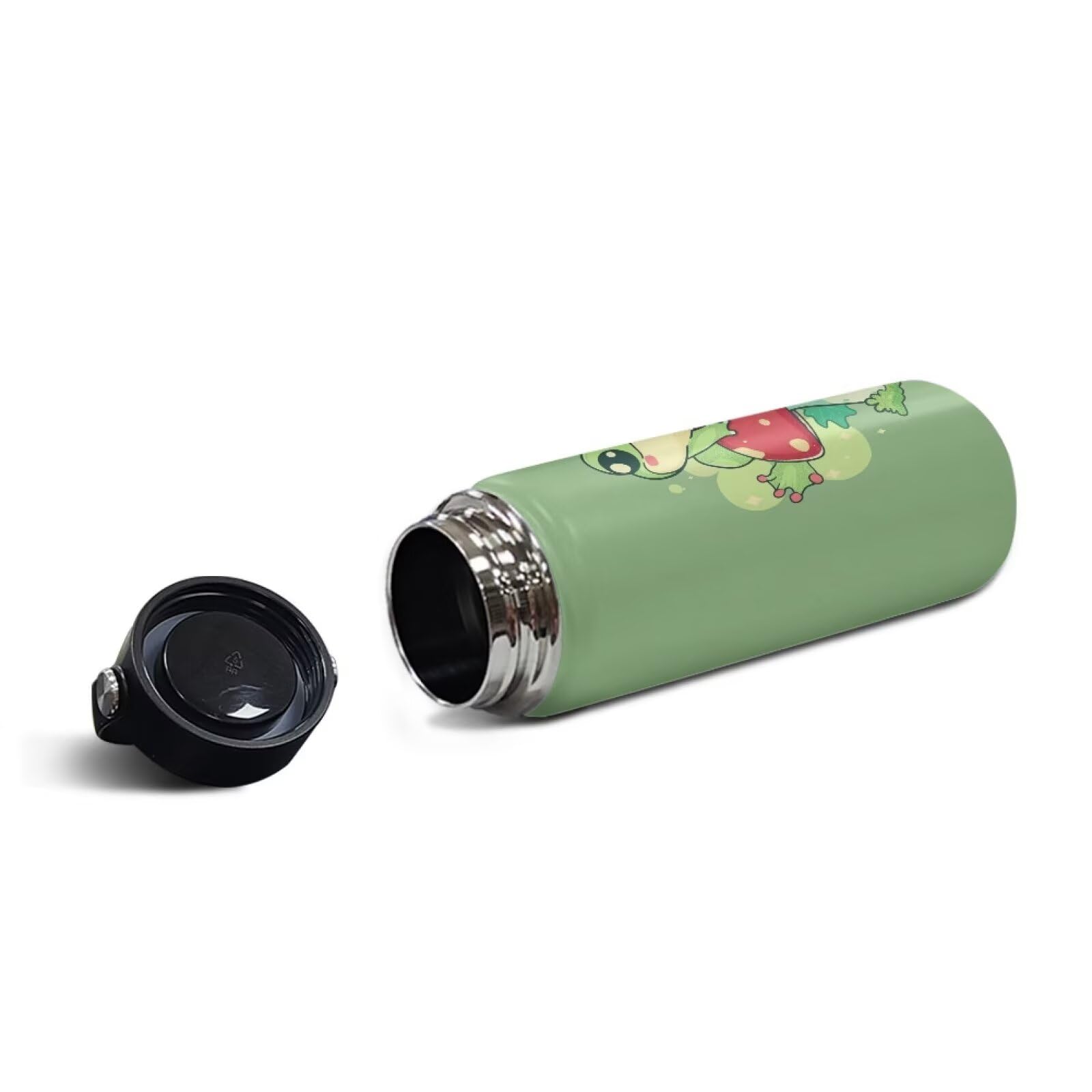 Bivxisrvo Green Frog Water Bottle Stainless Steel Insulated Vacuum Flask Thermos Lightweight Coffee Cup Travel Mug Leakproof Water Bottles Keep Cold 4-6 Hour Back To School Supply 4