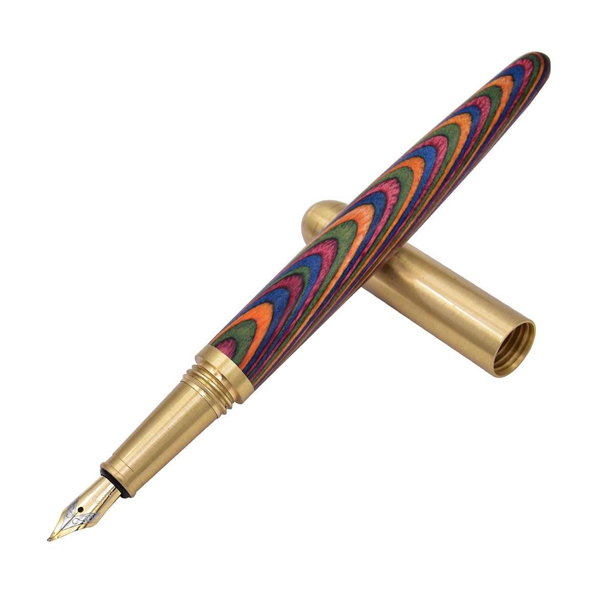 SIPLIV Vintage Wooden Calligraphy Pen Brass Wood Dazzling Colors Calligraphy Pen Medium Nib Fancy Pens Smooth Writing Pen for Office School Supplies 5