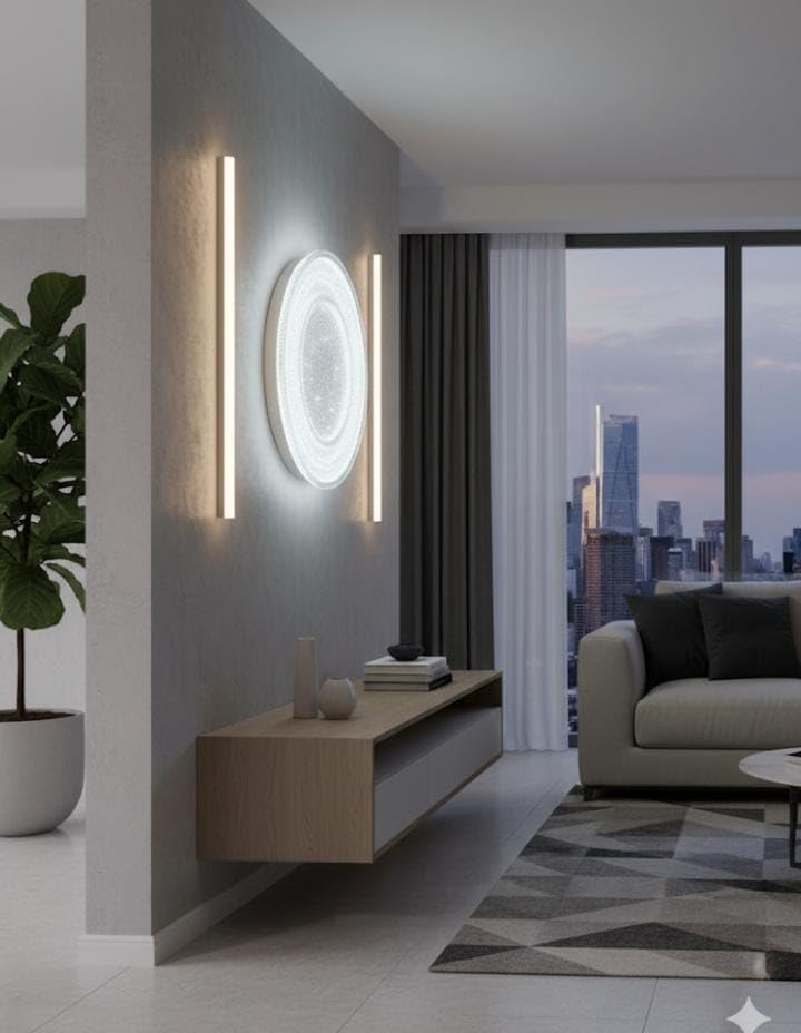 NICO Corporation Modern Ceiling Lights for Living Room | Chandeliers, Fancy Lights & Decorative Lamps Surface & Panel Lights for Ceiling, Kitchen & Hall| 24cm with 3 Color Modes (PearlWhite, Round) 5