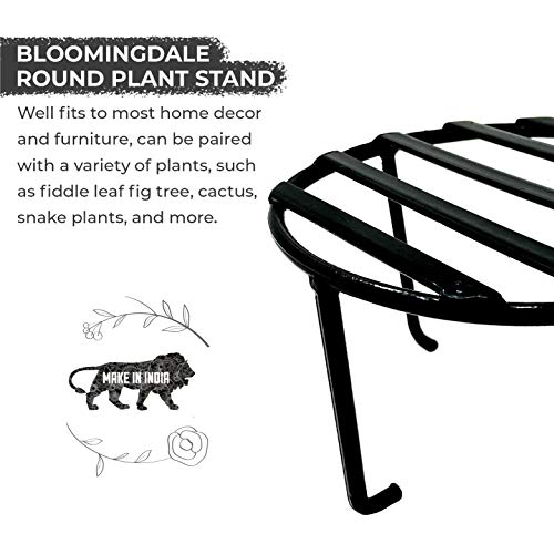 Bloomingdale Round Plant Stand Rust Free Heavy Duty - Flower Pot Stand for Balcony Garden Decoration Items Outdoor - Sturdy Planter Stand for Plants (Set of 2), black 6