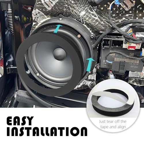 4PCS 6.5 Speaker Rings,Self Adhesive Speaker Foam for Enhancing Stereo Sound,High Resilience Speaker Baffles 6.5 inch Car Audio Accessories Avoid Sound Diffusion for Car SUV Truck 6