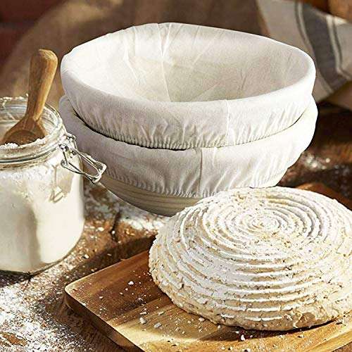 Farielyn-X 2 Set 9 Inch and 10 Bread Inch Banneton Proofing Baskets - Baking Dough Bowl Gifts for Bakers Proving Baskets for Sourdough Lame Bread Slashing Scraper Tool Starter Jar Proofing Box 5