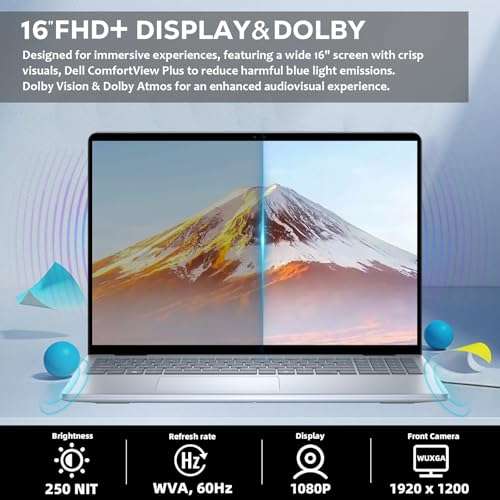 Dell Inspiron 16 Business Laptop - 16" FHD+ Display | AMD Ryzen 7-8840U(8-Core) | 32 GB DDR5 | 2 TB SSD | AMD Radeon | WiFi 6E | Backlit KB | Win 11 Pro 2