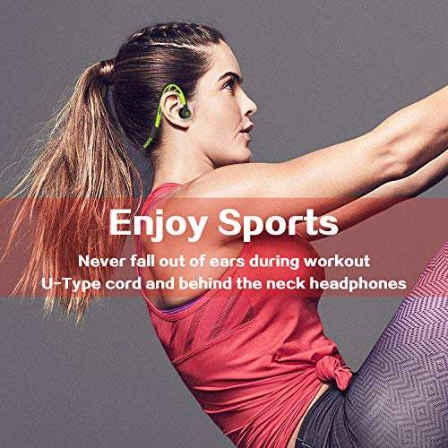 mucro Sports Earbuds Wired Running Headphones with Microphone, Neckband in-Ear Stereo Workout Earphones Designed for Jogging Gym Headsets,Green 6
