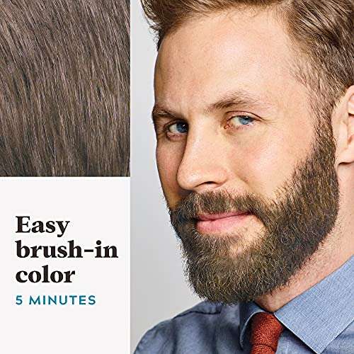 Just For Men Mustache & Beard, Beard Coloring for Gray Hair with Brush, with Keratin Biotin Aloe and Coconut Oil for Healthy Facial Hair - Light-Medium Brown, M-30, Pack of 3 (Packaging May Vary) 4