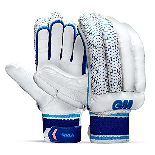 GM Siren Cricket Batting Gloves for Mens Left Handed | Free Cover | Colour: White/Royal Blue 1