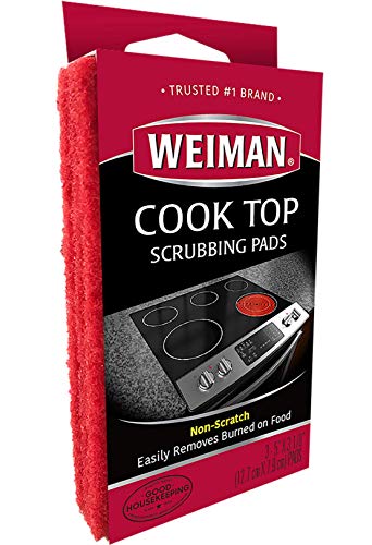 Weiman Cook Top Scrubbing Pads – Gently Clean and Remove Burned-on Food from All Smooth Top and Glass Cooktop Ranges, 3 reusable pads 1